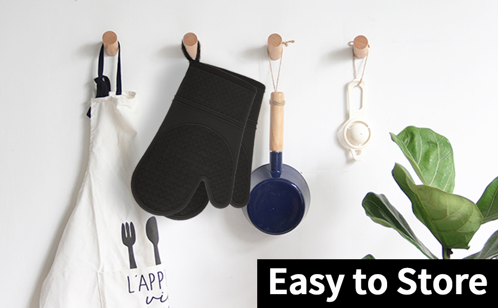 Hovico Silicone Oven Mitts, Heat Resistant 500F Kitchen Mitts 2PCS, 11.6