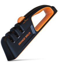 Orange Ninja Mini Knife Sharpener - Coarse & Fine Blade Sharpener, Sharpening System- Knife Sharpeners for Kitchen Knives, Pocket Kitchen Knives Sharpeners with Bottle Opener & Fridge Attachment