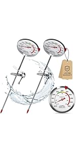 BOMATA 6 Pack Waterproof IPX7 Meat Thermometer Instant Read Food Thermometer with Long Probe for Water, Liquid, Kitchen Cooking, Grill,BBQ ! T101 X 6 Pcs (Black & Red & White)…