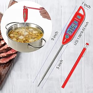 BOMATA 6 Pack Waterproof IPX7 Meat Thermometer Instant Read Food Thermometer with Long Probe for Water, Liquid, Kitchen Cooking, Grill,BBQ ! T101 X 6 Pcs (Black & Red & White)…