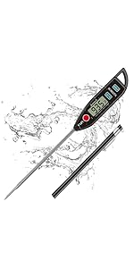 BOMATA 6 Pack Waterproof IPX7 Meat Thermometer Instant Read Food Thermometer with Long Probe for Water, Liquid, Kitchen Cooking, Grill,BBQ ! T101 X 6 Pcs (Black & Red & White)…