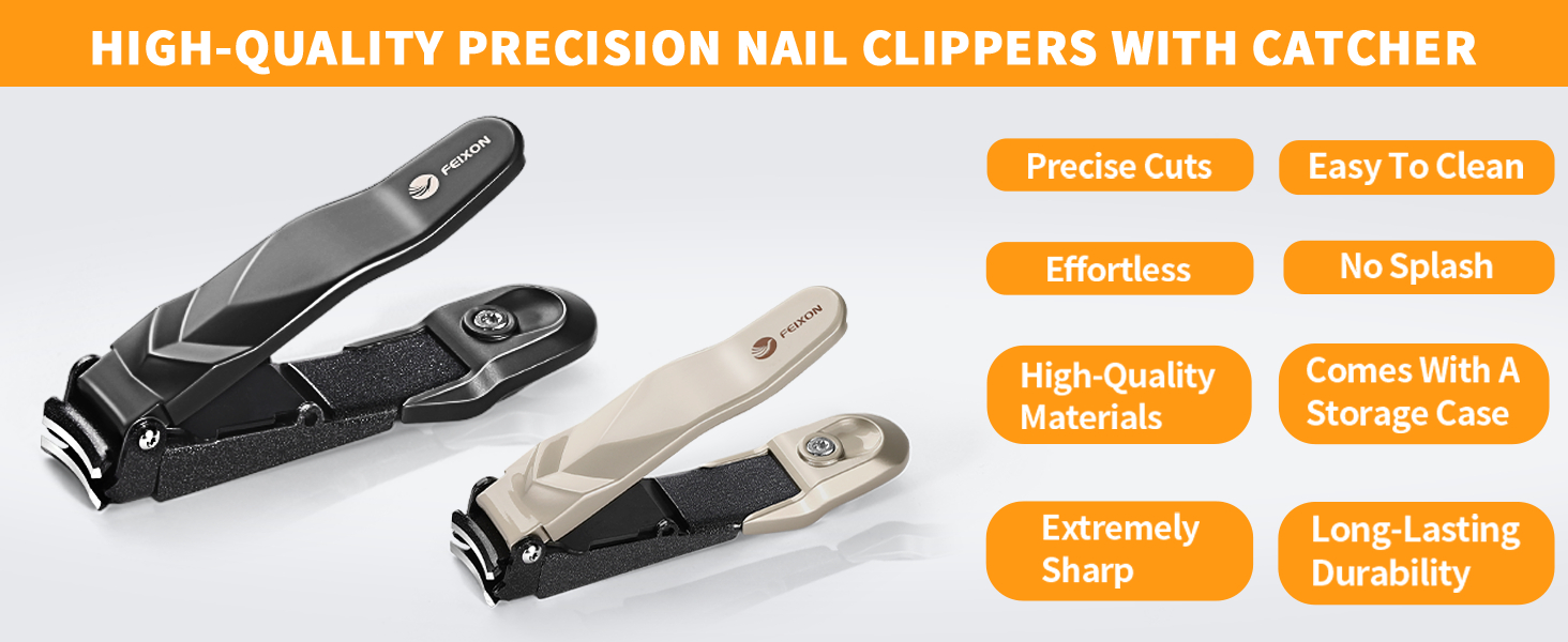 Nail Clippers for Men Women with Catcher - No Mess,Self-Collecting Heavy Duty Nail Clippers for Fingernails & Toenails, for Adult,Home,Travel,Gifts (No Splash Design)