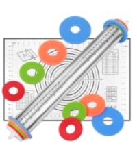 Adjustable Rolling Pin with Thickness Rings for Baking, Stainless Steel Designs Dough Roller Pins for Cookie Decorating Baking Supplies Fondant Cake Baker