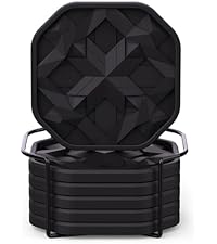 UMIRRO Silicone Cup Coasters for Drinks with Tailored Holder, Coffee Table Centerpiece, Modern Home Bar or Aesthetic Kitchen Essentials, House Decor Gifts, Set of 6, Mint and Lavender