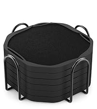 UMIRRO Silicone Cup Coasters for Drinks with Tailored Holder, Coffee Table Centerpiece, Modern Home Bar or Aesthetic Kitchen Essentials, House Decor Gifts, Set of 6, Mint and Lavender