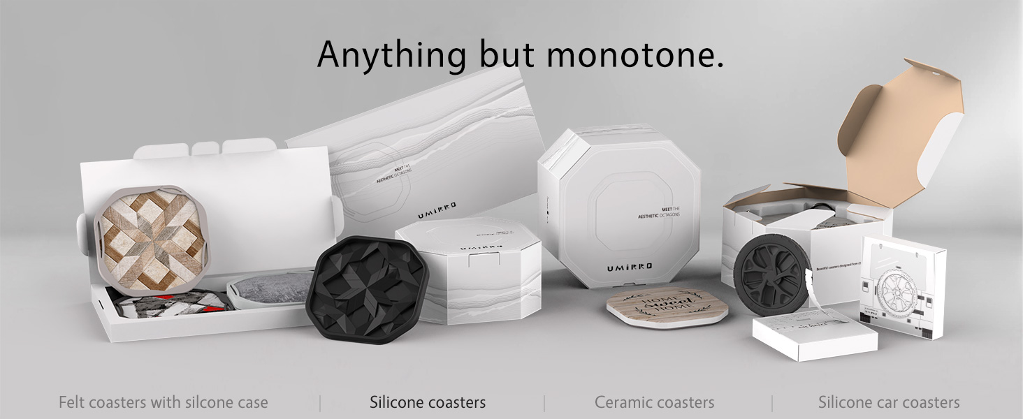 UMIRRO Silicone Cup Coasters for Drinks with Tailored Holder, Coffee Table Centerpiece, Modern Home Bar or Aesthetic Kitchen Essentials, House Decor Gifts, Set of 6, Mint and Lavender