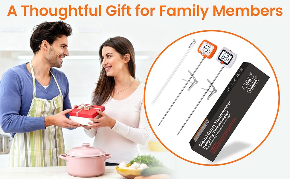 10 Inch Long Digital Candy Thermometer with Pot Clip,Deep Fry Thermometer,Rotating Display, Best Instant Read Food Meat Thermometer for Candy Making or Deep Frying