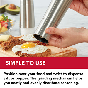 KitchenAid Stainless Steel Filled Pepper Grinder, 8 Inch