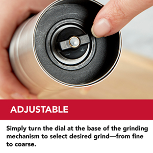 KitchenAid Stainless Steel Filled Pepper Grinder, 8 Inch