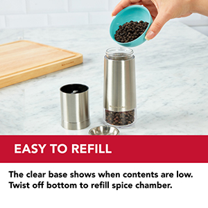 KitchenAid Stainless Steel Filled Pepper Grinder, 8 Inch