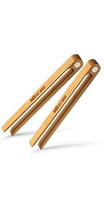 Walnut Wood Toaster Tongs Set of 4 – 10 Inch Kitchen Tongs for Toast, BBQ, Cooking & Serving | Premium Dark Hardwood | Stronger & More Durable Than Bamboo Tongs