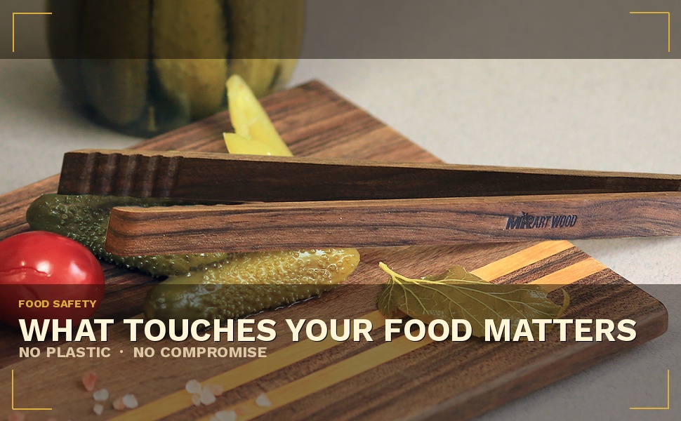 Walnut Wood Toaster Tongs Set of 4 – 10 Inch Kitchen Tongs for Toast, BBQ, Cooking & Serving | Premium Dark Hardwood | Stronger & More Durable Than Bamboo Tongs