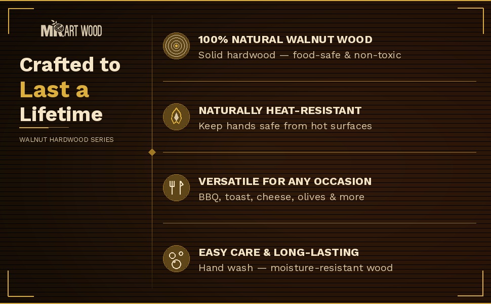 Walnut Wood Toaster Tongs Set of 4 – 10 Inch Kitchen Tongs for Toast, BBQ, Cooking & Serving | Premium Dark Hardwood | Stronger & More Durable Than Bamboo Tongs