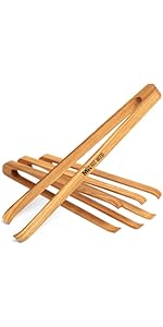 Walnut Wood Toaster Tongs Set of 4 – 10 Inch Kitchen Tongs for Toast, BBQ, Cooking & Serving | Premium Dark Hardwood | Stronger & More Durable Than Bamboo Tongs