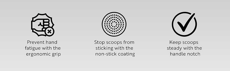 Restaurantware Comfy Grip 7.9 x 2 Inch Kitchen Ice Cream Scoop 1 Heavy-Duty Ice Cream Disher - Ergonomic PP Handle Dishwashable Gray Metal Ice Cream Spade With Lid Opener Notch Multi-Use