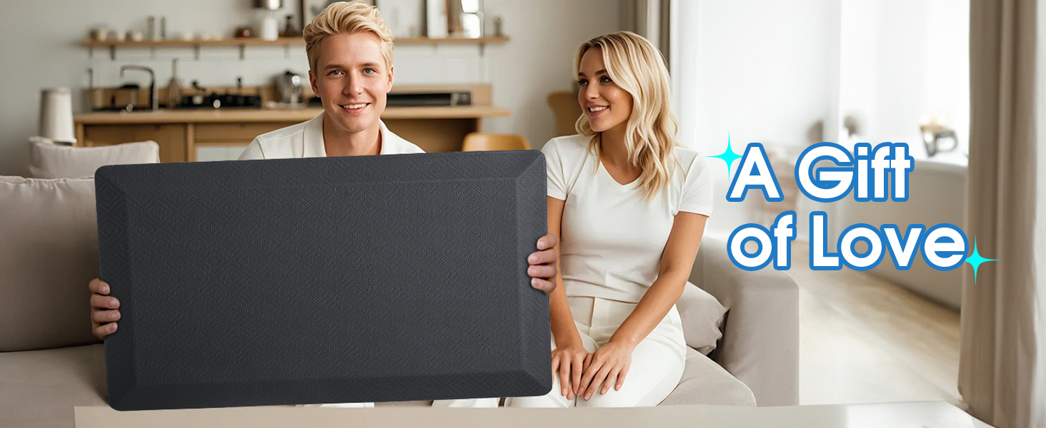 Ophanie Kitchen mats for Floor, 3/4 inch Thick, Kitchen Rugs, 20x39 Anti Fatigue Standing Cushioned Mat, Waterproof, Comfort Ergonomic mat for Office, Home, Sink, Grey Non-Slip Bottom