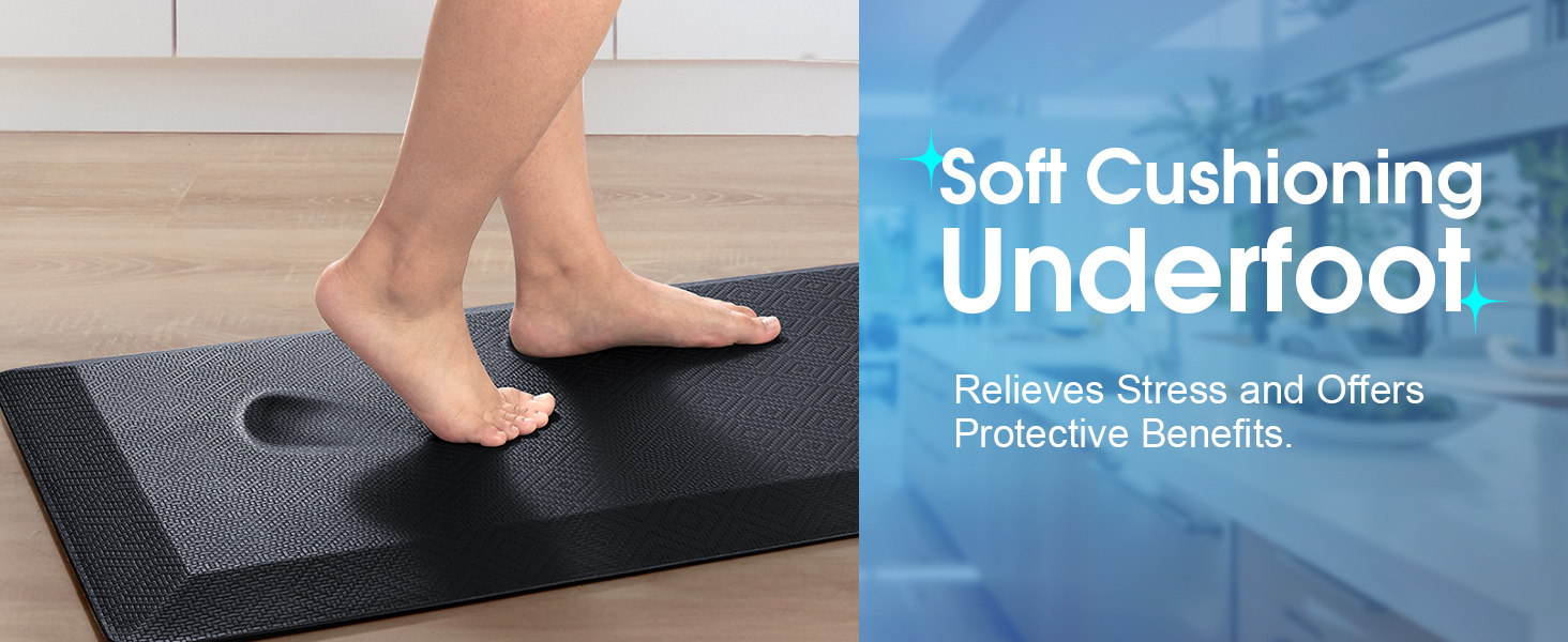 Ophanie Kitchen mats for Floor, 3/4 inch Thick, Kitchen Rugs, 20x39 Anti Fatigue Standing Cushioned Mat, Waterproof, Comfort Ergonomic mat for Office, Home, Sink, Grey Non-Slip Bottom