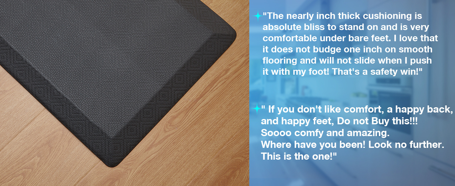 Ophanie Kitchen mats for Floor, 3/4 inch Thick, Kitchen Rugs, 20x39 Anti Fatigue Standing Cushioned Mat, Waterproof, Comfort Ergonomic mat for Office, Home, Sink, Grey Non-Slip Bottom