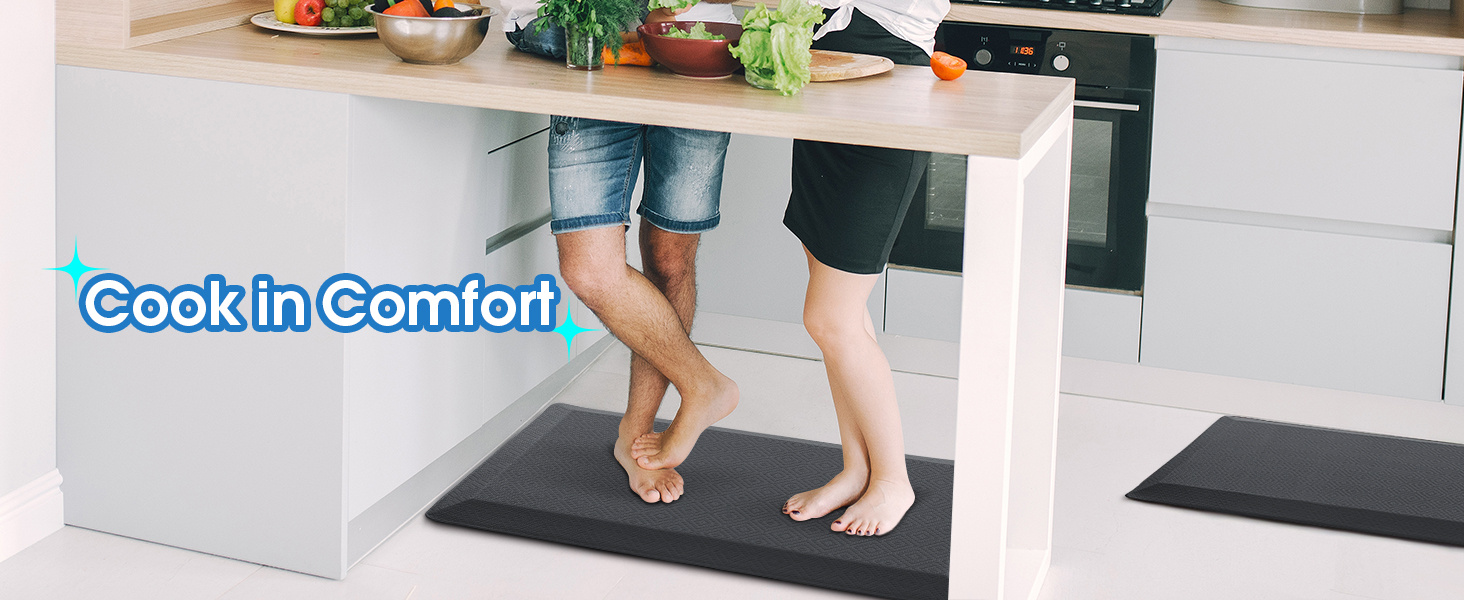 Ophanie Kitchen mats for Floor, 3/4 inch Thick, Kitchen Rugs, 20x39 Anti Fatigue Standing Cushioned Mat, Waterproof, Comfort Ergonomic mat for Office, Home, Sink, Grey Non-Slip Bottom