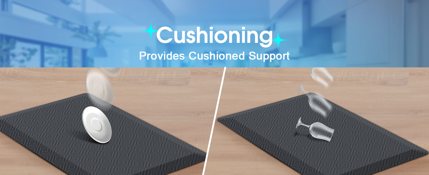 Ophanie Kitchen Mats for Floor, 3/4 inch Thick, 20x39 Anti Fatigue Cushioned Mat, Kitchen Rugs, Waterproof, Comfort Ergonomic Standing Mat for Office, Home, Sink, Black Non-Slip Ridged Bottom