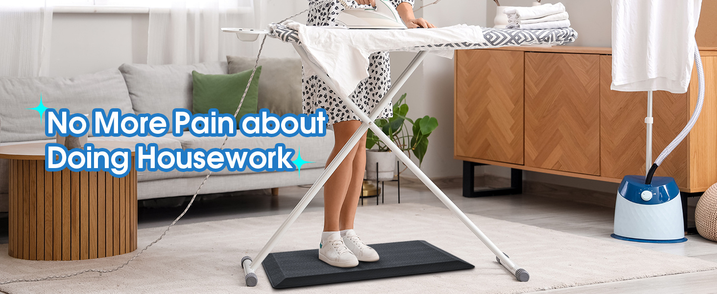 Ophanie Kitchen Mats for Floor, 3/4 inch Thick, 20x39 Anti Fatigue Cushioned Mat, Kitchen Rugs, Waterproof, Comfort Ergonomic Standing Mat for Office, Home, Sink, Black Non-Slip Ridged Bottom