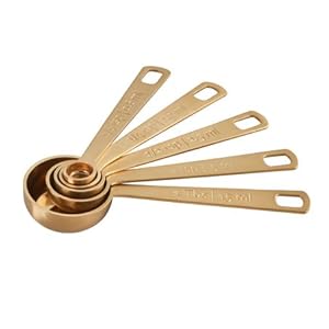 Le Creuset Measuring Spoons, Gold, Set of 5 (1/8,1/4,1/2,1Tsp,1Tb)