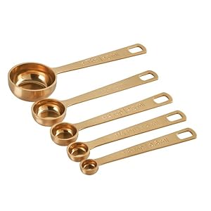 Le Creuset Measuring Spoons, Gold, Set of 5 (1/8,1/4,1/2,1Tsp,1Tb)