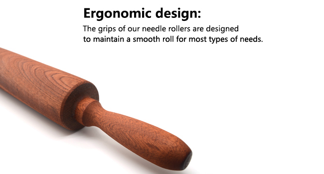 Classic Sapele Wooden Rolling Pin With Handles,Wood Baking Roller （17''L x 1.77