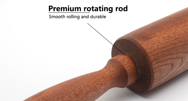 Classic Sapele Wooden Rolling Pin With Handles,Wood Baking Roller （17''L x 1.77