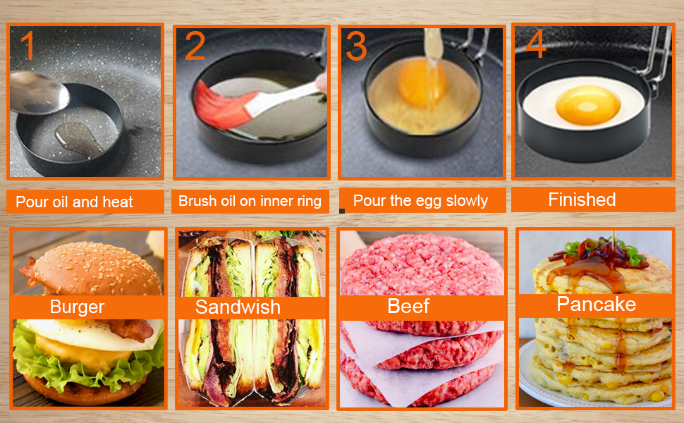 Pancake Ring for Griddle,2 Packs 6 Inch Omelette Ring for Griddle,6