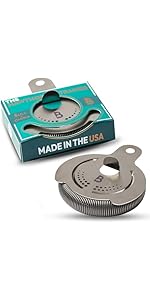 Hawthorne Strainer by Bull in China In Stainless Steel - Made In USA - High Density Spring Cocktail Strainer for Boston Shakers and Mixing Glasses for Bars & Bartenders