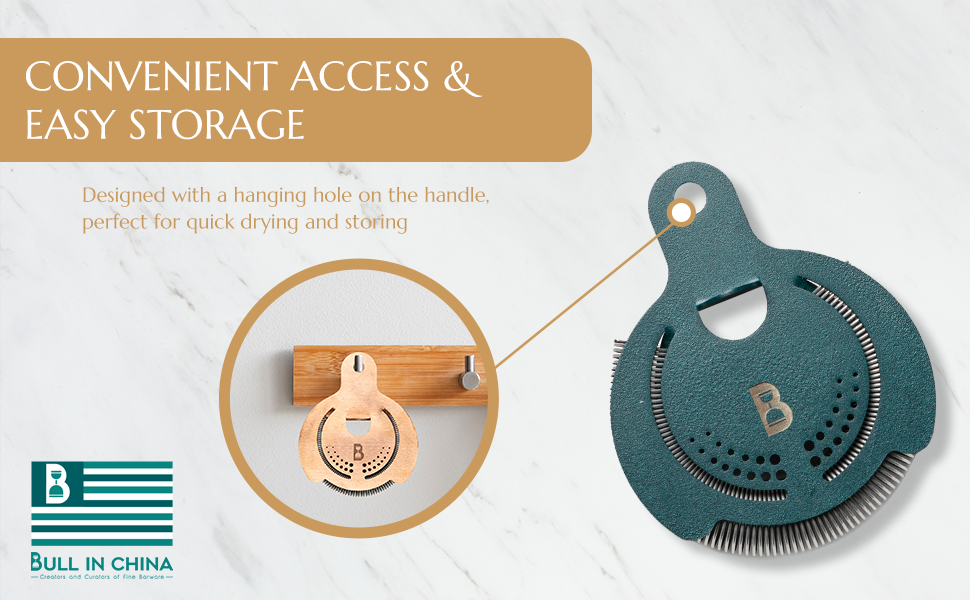 Hawthorne Strainer by Bull in China In Frosted Teal - Made In USA - High Density Spring Cocktail Strainer for Boston Shakers and Mixing Glasses for Bars & Bartenders