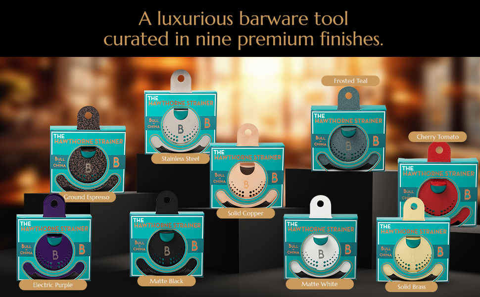 Hawthorne Strainer by Bull in China In Frosted Teal - Made In USA - High Density Spring Cocktail Strainer for Boston Shakers and Mixing Glasses for Bars & Bartenders