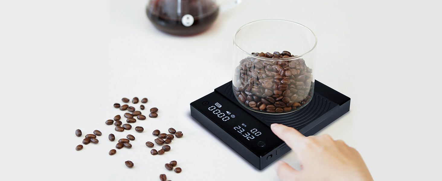 TIMEMORE Coffee Scale Basic 2.0 Electronic Espresso Scale with Water Flow Rate and Timer Function, Free Switching of Ounce/kg Units, Digital Scale for Kitchen/Baking/Cooking, Black