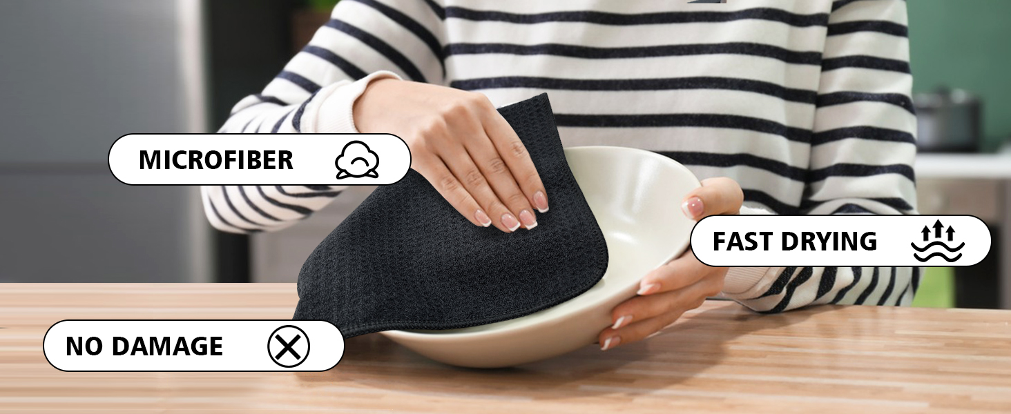 KinHwa Waffle Kitchen Towels for Washing Dishes Dish Cloths for Washing Dishes Microfiber Dish Towels for Kitchen Ultra Soft Absorbent Quick Drying 8inch x 8inch 6 Pack