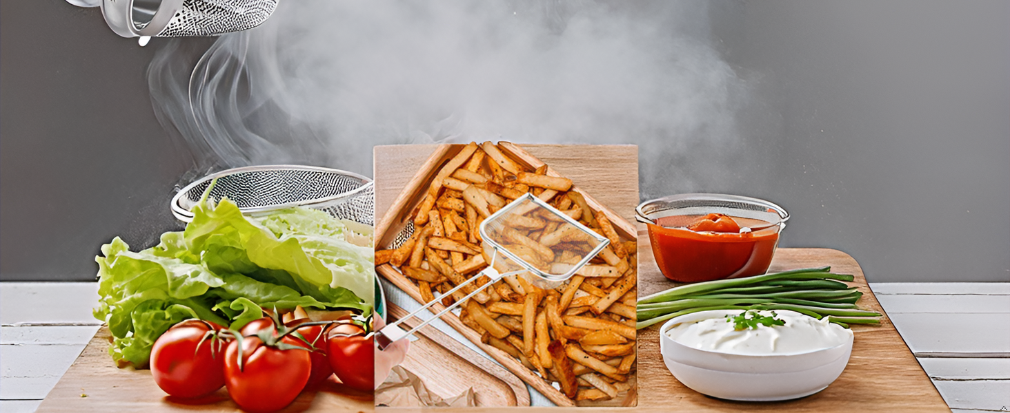 Stainless Steel Skimmer Spoon 16.92In Fine Mesh Oil Skimmer Ladle for Cooking Frying Hot Pot Fat Strainer Kitchen Utensil with Hanging Hole