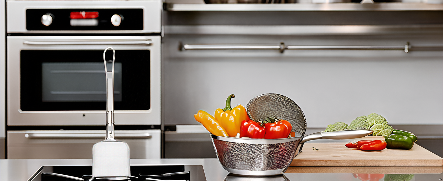 Stainless Steel Skimmer Spoon 16.92In Fine Mesh Oil Skimmer Ladle for Cooking Frying Hot Pot Fat Strainer Kitchen Utensil with Hanging Hole