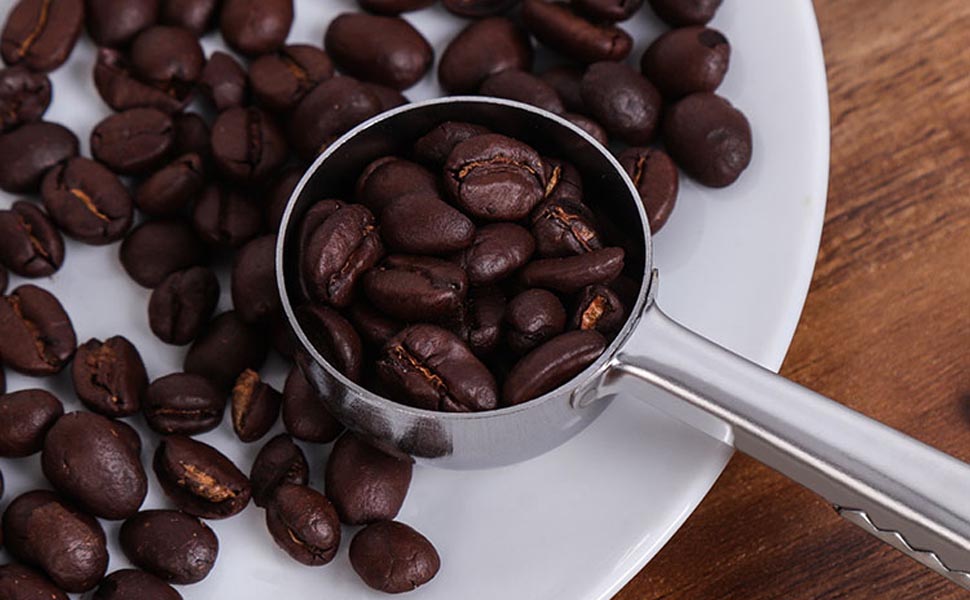 Coffee Scoop,Stainless Steel Coffee Scoop Clip,Coffee Spoon Measuring,for Ground Coffee and Beans,Set of 2(15ml/Black+30ml/Silver).