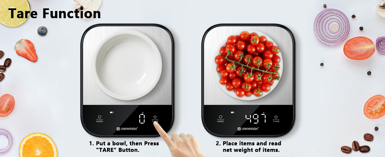 Food Scales for Kitchen,Digital Scale Grams and Ounces for Food Weight,Baking,Cooking,Meal Prep,Small Kitchen Scales with 7 Weighing Units/LED Display/Tare Function,Stainless Steel,Black