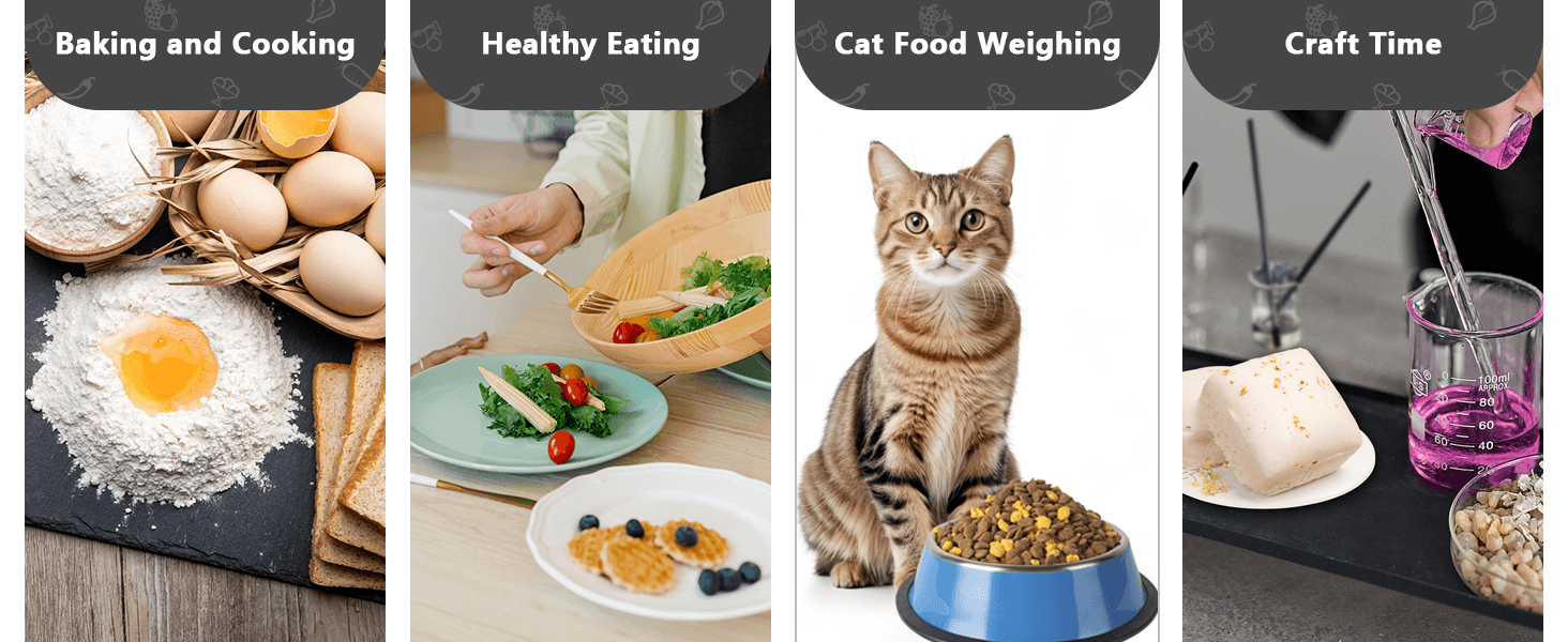 Food Scales for Kitchen,Digital Scale Grams and Ounces for Food Weight,Baking,Cooking,Meal Prep,Small Kitchen Scales with 7 Weighing Units/LED Display/Tare Function,Stainless Steel,Black