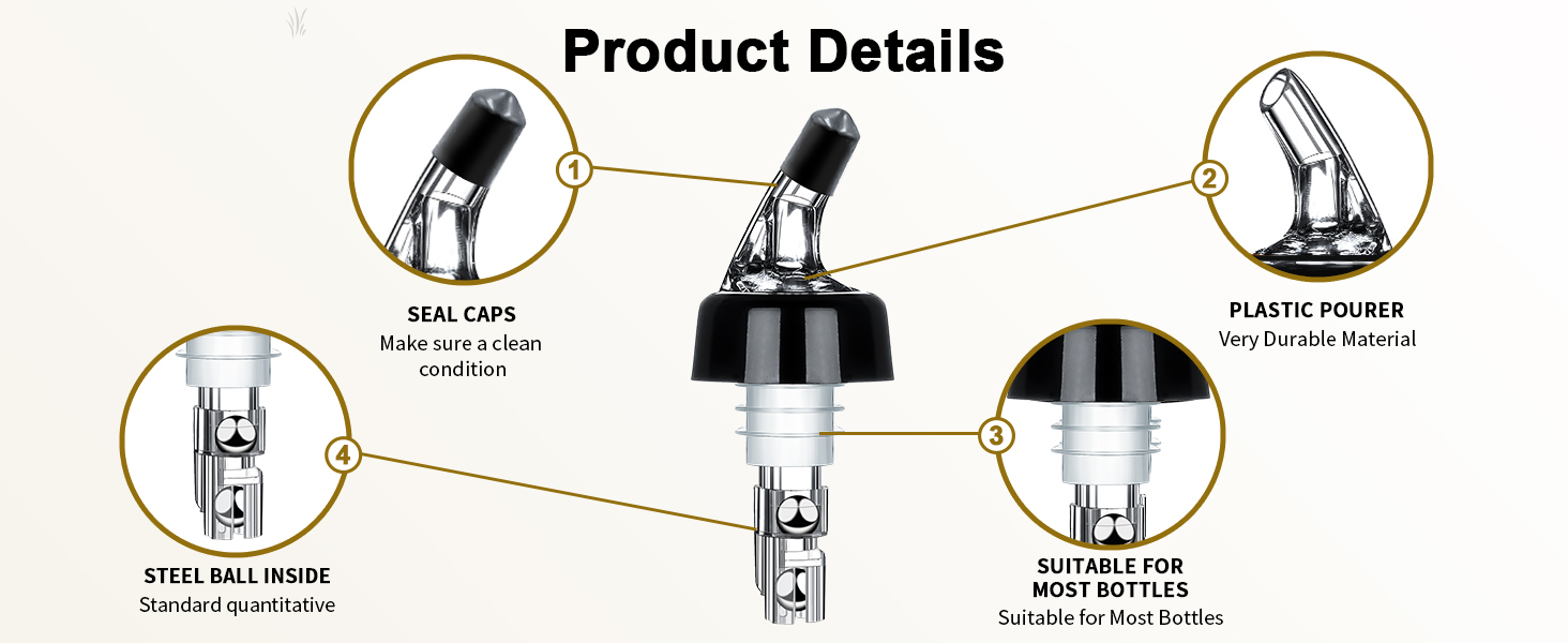 SuproBarware Automatic Measured Bottle Pourer - Quick Shot Spirit Measure Pourer Drinks Wine Cocktail Dispenser Home Bar Tools - 2 pack 1.5oz