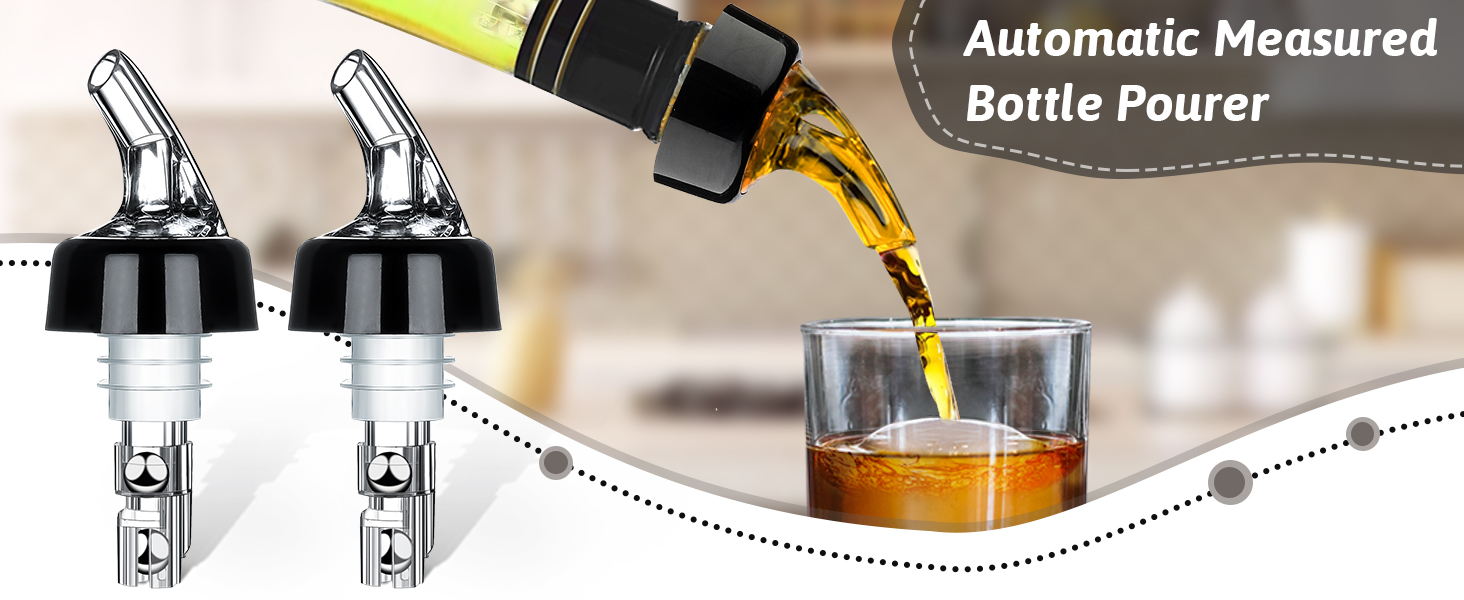 SuproBarware Automatic Measured Bottle Pourer - Quick Shot Spirit Measure Pourer Drinks Wine Cocktail Dispenser Home Bar Tools - 2 pack 1.5oz