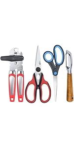 Left Handed Scissors Kitchen Shears, All Purpose Left Hand Heavy Duty Meat Scissors Poultry Shears, Lefty Tools Utensils, 2-Pack (Black/Red, Black/Gray)