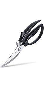 Left Handed Scissors Kitchen Shears, All Purpose Left Hand Heavy Duty Meat Scissors Poultry Shears, Lefty Tools Utensils, 2-Pack (Black/Red, Black/Gray)