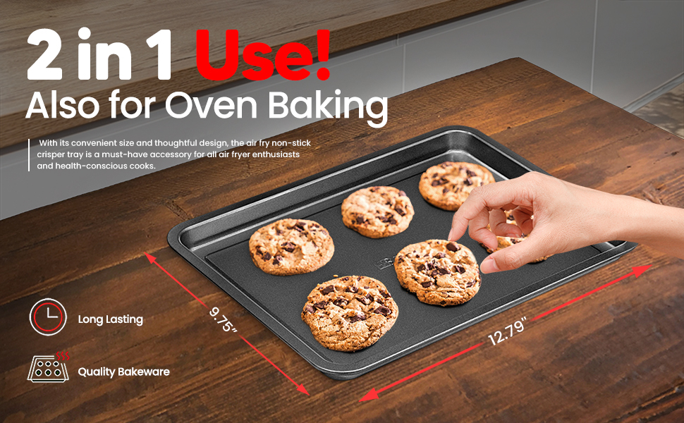 Bakken Swiss Crisper Tray - 2-Piece Set – White Marble, Non-Stick Basket Design for Healthier Cooking in Regular Ovens - Achieve Perfectly Crispy Chips, Bacon and More