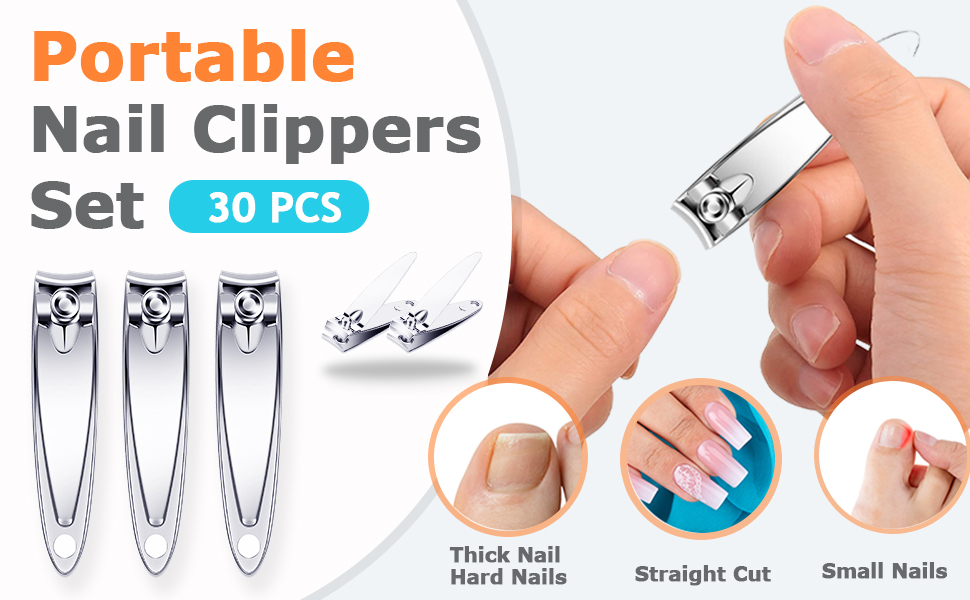 30-Pack Fingernail Clippers Pack, Stainless Steel Small Nail Clippers in Bulk, Portable Travel Mini Finger Nail Clippers for Women Men Homeless Care Package Supplies Bulk Set