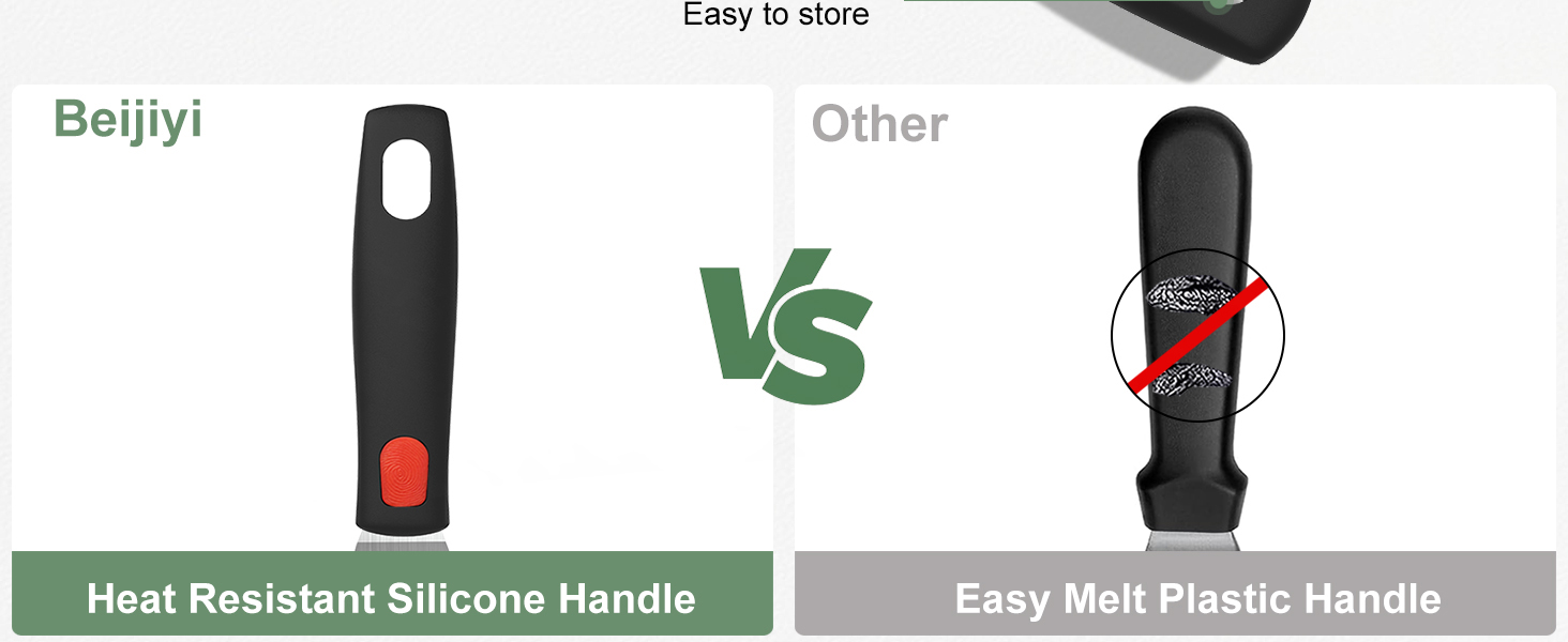 Beijiyi Stainless Steel Spatula Set, Heavy Duty Small Metal Spatula for Cooking Cast Iron Skillet with Silicone Handle - Griddle Grill Kitchen Spatula Flipper for Pancake, Fish, Smash Burger and Egg