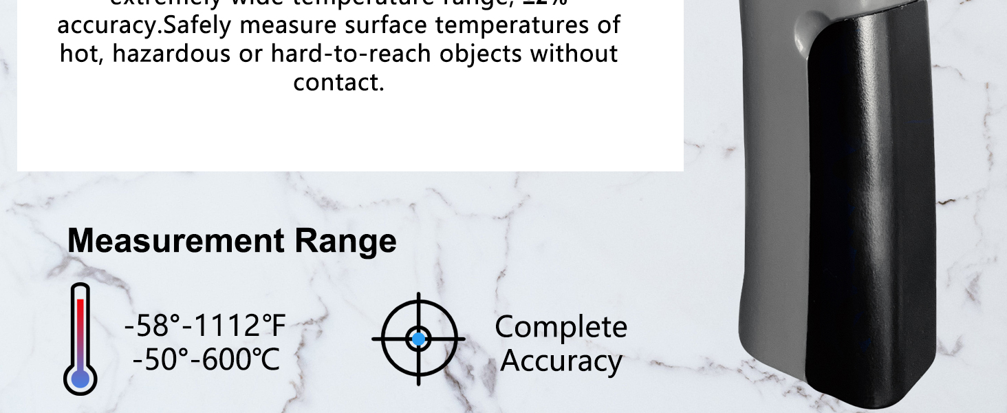 hito Infrared Thermometer Gun Laser Temperature Gun -58°F to 1112°F, Temp Gun for Pizza Oven, Cooking, Refrigerator, Pool, Reptiles, Air Conditioner, for Surface Temperature of Meat, Food, Liquid