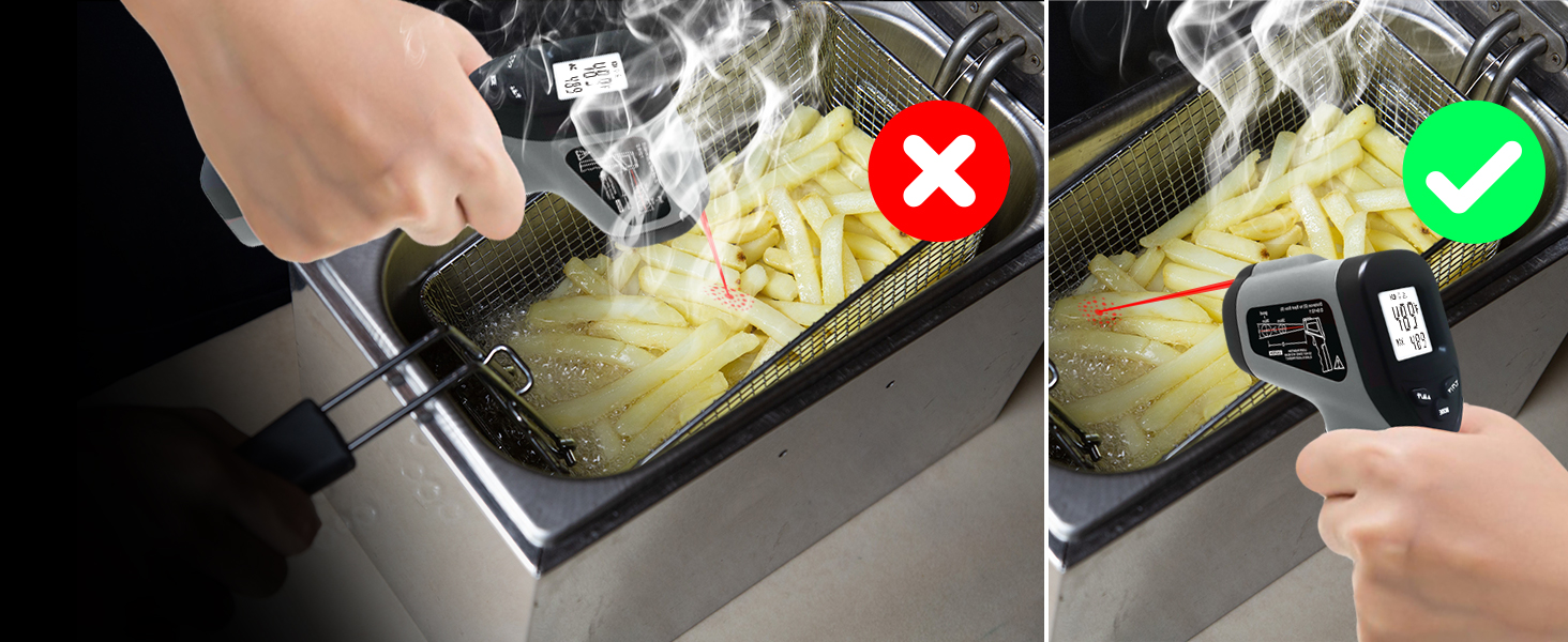 hito Infrared Thermometer Gun Laser Temperature Gun -58°F to 1112°F, Temp Gun for Pizza Oven, Cooking, Refrigerator, Pool, Reptiles, Air Conditioner, for Surface Temperature of Meat, Food, Liquid