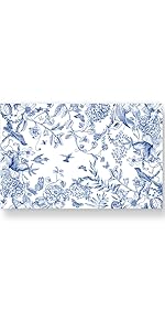 50 Sheets Floral Paper Placemat Watercolor Flower Disposable Place Mat Spring Colorful Floral Decorative Paper Table Mat for Wedding Bridal Shower Dinner Table, 11 x 17 Inch